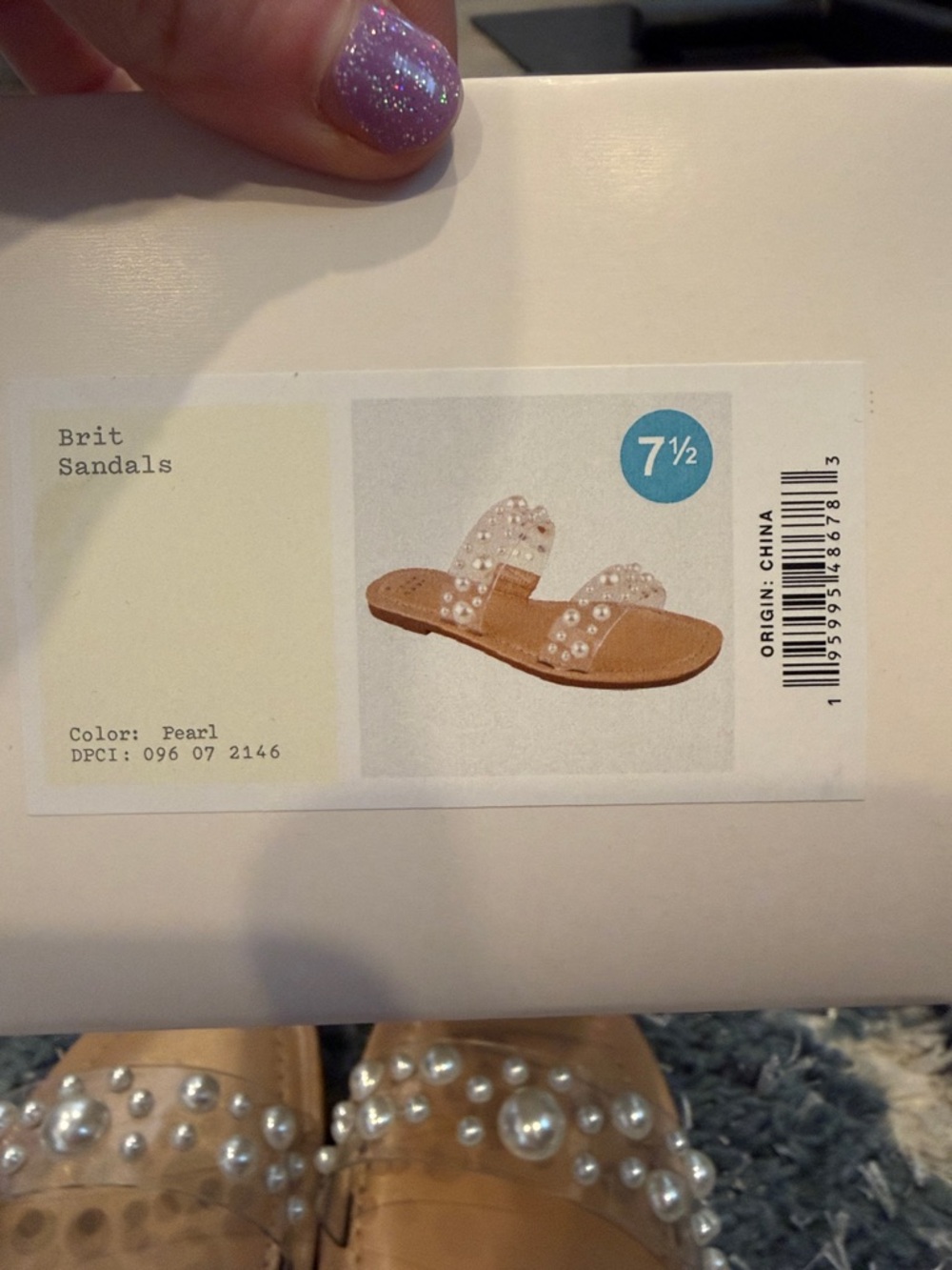 a new day Clear Pearl-Embellished Tan Slide Sandals - Picture 2 of 4